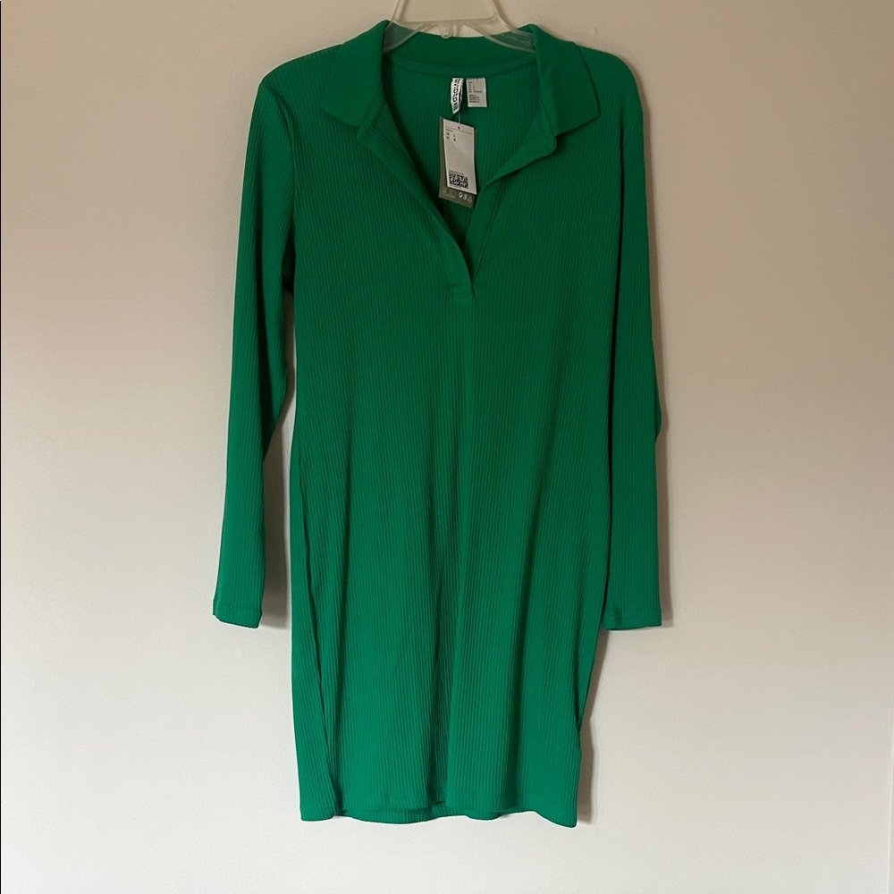 H&M Green Ribbed Dress